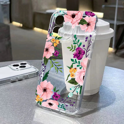 Clear TPU Flower Pattern Phone Case for Xiaomi Redmi 14C, 13C, 12C, 12, 11, Note 12, 11S, 10S - Soft Protective Cover for 4G & 5G Models