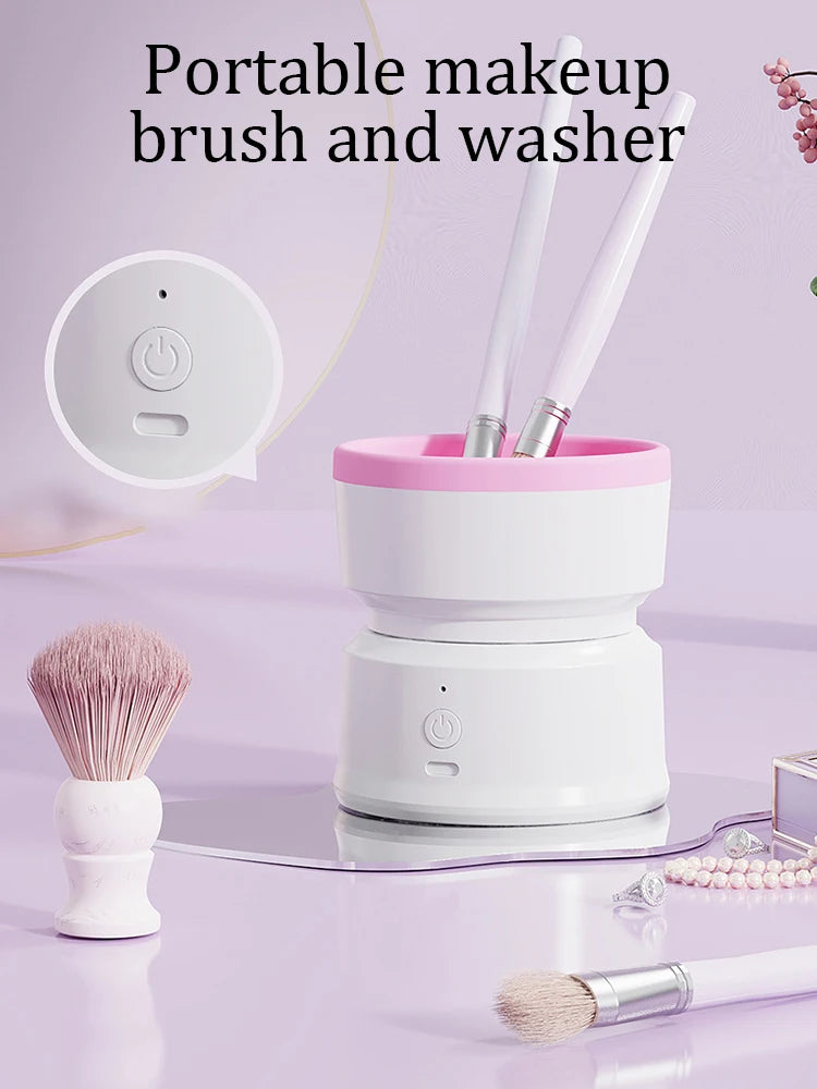 GlowUK™ Portable Electric Makeup Brush Cleaner – Quick & Easy Automatic Cleaning