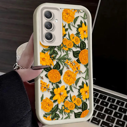 Sunflower Oil Painting Case for Samsung Galaxy A13 to A35 Soft Silicone Flower Cover