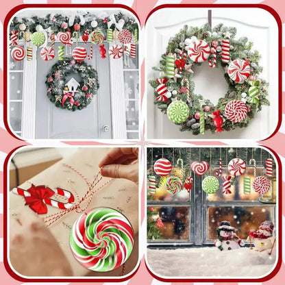 20pcs Christmas Tree Candy Pendant Set – Holiday Gift Decorations for Tree, Fireplace, and Window