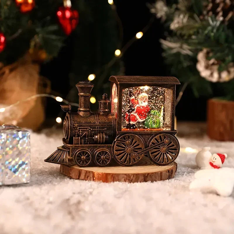 Christmas Eve Music Box Gift – LED Light-Up Water-Filled Christmas Train Ornament