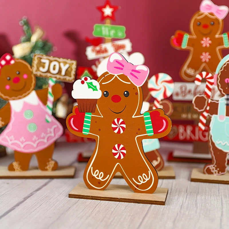 Christmas Gingerbread Man Wooden Decoration: Festive Xmas Cookie Ornament for Home & New Year Gifts