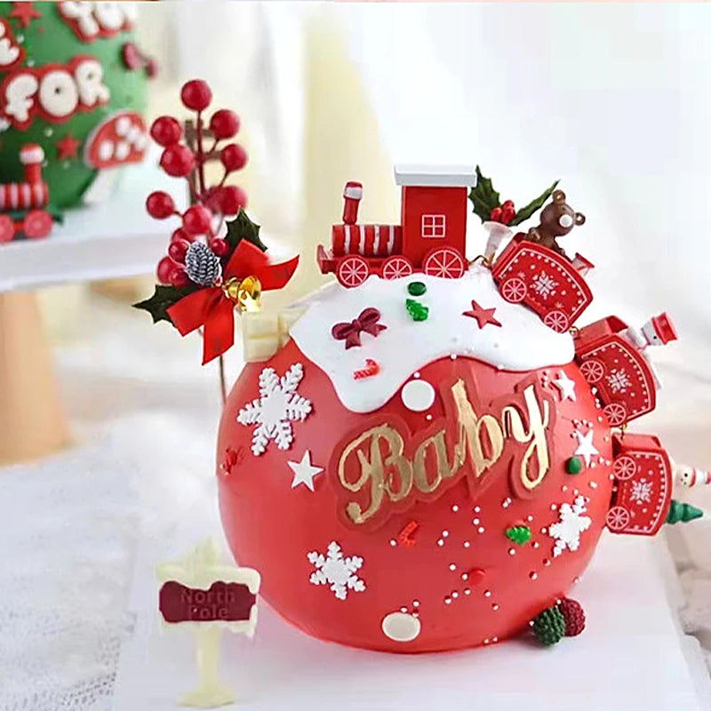 Cute Christmas Train Cake Decorations – Mini Xmas Train Ornaments & Cake Toppers for Holiday Parties, Kids’ Navidad Toys