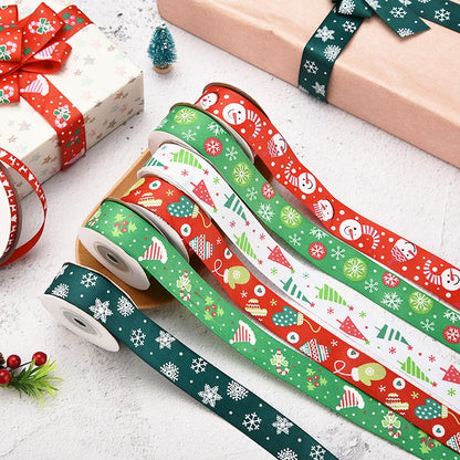 5-Yard Printed Christmas Ribbon – 10mm Festive Polyester Ribbon for DIY Crafts, Gift Wrapping & Holiday Decor