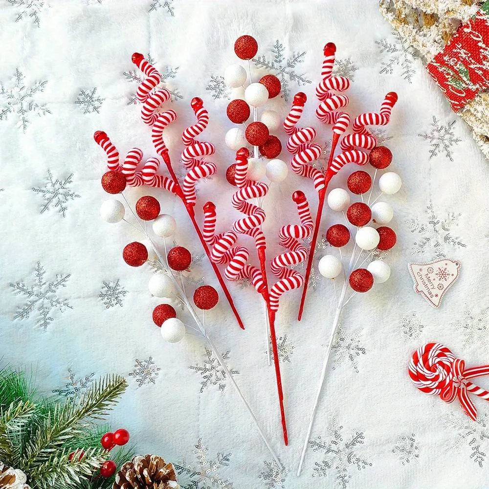 Christmas Tree Candy Canes – Festive Wool Candy Roll Decorations for Holiday & Winter Cheer (1, 2, or 4 Pcs) 1