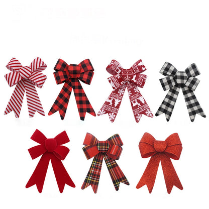 Christmas Tree Bow Ribbon with Candy Cane Stripe – Red &amp; White Checkered Holiday Décor for Festive Home, Tree & Garland Decorations