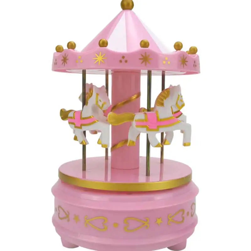 Luxury Carousel Music Box: Handcrafted Romantic Gift with Rotating Horses and Elegant Design