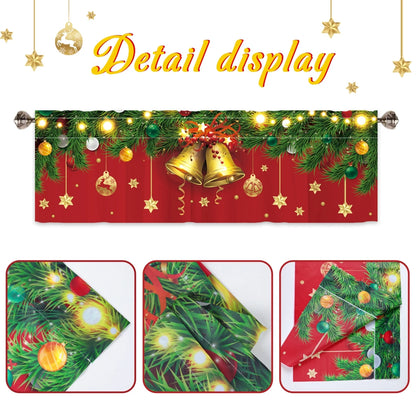 Christmas Tree Short Curtains: Snowman & Holiday Backdrop, Festive Home Decorations for Christmas 2024 & New Year 2025