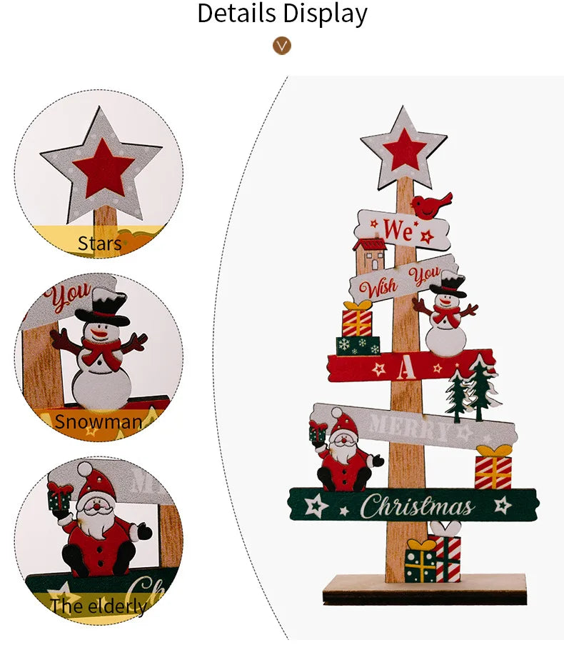 Desktop Christmas Tree with Santa Claus – DIY Wooden Xmas Decoration for Home & Party – 2024 Holiday Plaque Sign