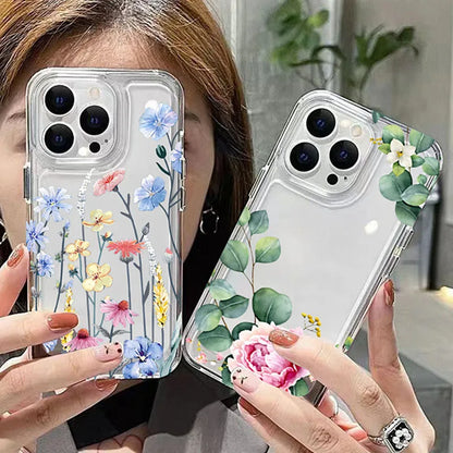 Clear TPU Flower Pattern Phone Case for Xiaomi Redmi 14C, 13C, 12C, 12, 11, Note 12, 11S, 10S - Soft Protective Cover for 4G & 5G Models