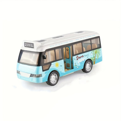 Die-Cast School Bus Toy with Lights & Sounds: Friction-Powered City Bus for Kids’ Play & Gifts