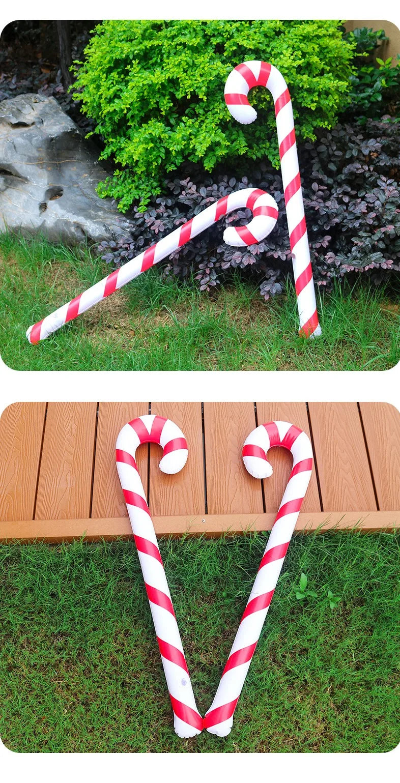 4PCS Inflatable Christmas Giant Candy Canes – Novelty Xmas Candy Cane Stick Decorations for New Year Party