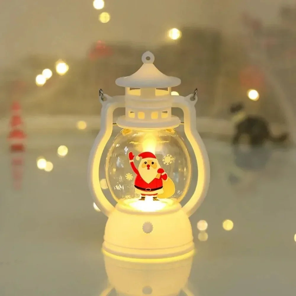 Christmas Lantern LED Lighted Snowman Lamp with Santa Claus – Decorative Hanging Lantern & Snow Globe for Children’s Gifts