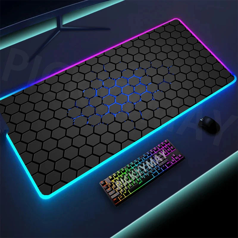 Geometry Large RGB Gamer Mousepad 40x90cm Mouse Mat Gaming Mousepads LED Keyboard Mats Luminous Desk Pads Mouse Pad For PC