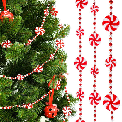 Christmas Candy Garland – 10 Feet Peppermint & Crystal Candy Decorations for Christmas Tree & Holiday Decor