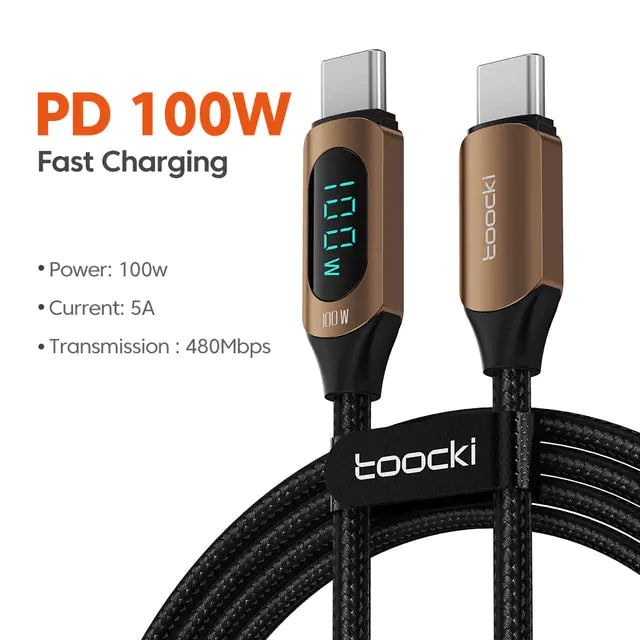 Gadget Kingdom™ 100W PD Fast Charging Cable - High-Speed USB-C to USB-C Cable for Fast Charging and Data Transfer - UK Quality