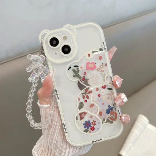 3D Bear Bracelet Phone Case - Soft Silicone Cover with Adjustable Strap - Trendy and Protective Case for All Phones - UK Quality