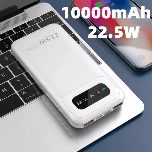 22.5W Portable Power Bank - 10000mAh Fast Charging External Battery Pack - Compact and Reliable for Phones and Tablets - UK Quality